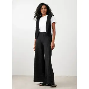 Mint Velvet Black Pinstripe Wide Trousers